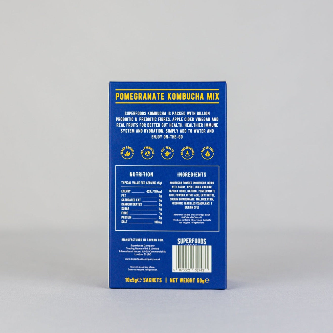 Instant Kombucha Box - Pomegranate Flavour Sachets 10 x 5g